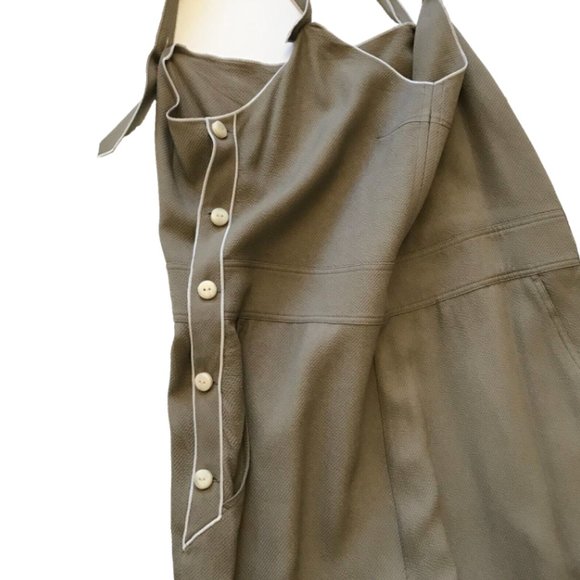 Rag & Bone Tia Overalls Jumpsuit Womens 6 Medium Olive Green Twill Jacquard Bib - Picture 9 of 13